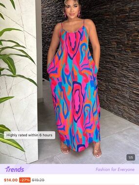 Vibrant Multicolor Maxi Slip Dress with Pockets